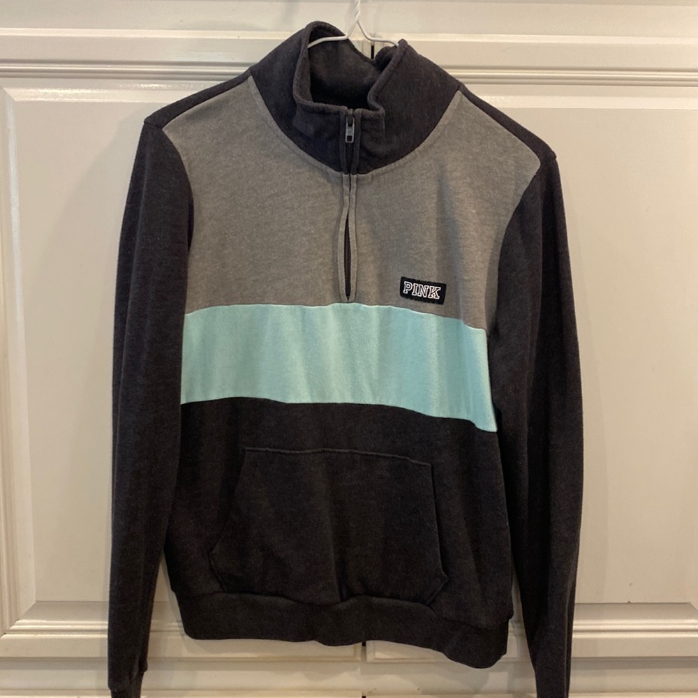 PINK by Victoria’s Secret Colorblock Sweatshirt Quarter Zip Pullover. Si…